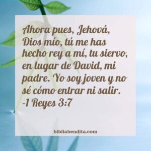 Explicación 1 Reyes 3:7. 'Ahora pues, Jehová, Dios mío, tú me has hecho ...