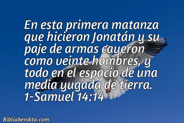 ¿Qué significa el Versículo 1 Samuel 14:14?, su importancia y las enseñanzas que podemos aprender en este versículo de la biblia. Explicación de Verso 1 Samuel 14:14 en la biblia