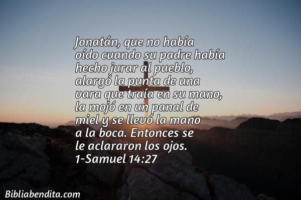 ¿Qué significa el Versículo 1 Samuel 14:27?, la importancia y las reflexiones que podemos aprender con este verso de la biblia. Explicación de Verso 1 Samuel 14:27 en la biblia