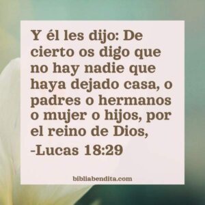 Explicación Lucas 18:29. 'Y él les dijo: -De cierto os digo que no hay ...