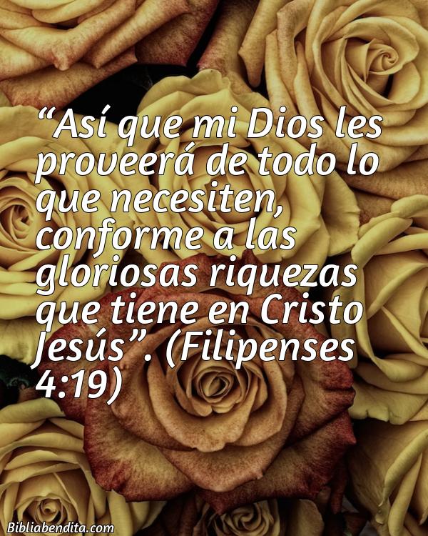 Mejores Versículos de la Biblia sobre Bendiciones y Prosperidad: Así que mi Dios les proveerá de todo lo que necesiten, conforme a las gloriosas riquezas que tiene en Cristo Jesús. Filipenses 4:19